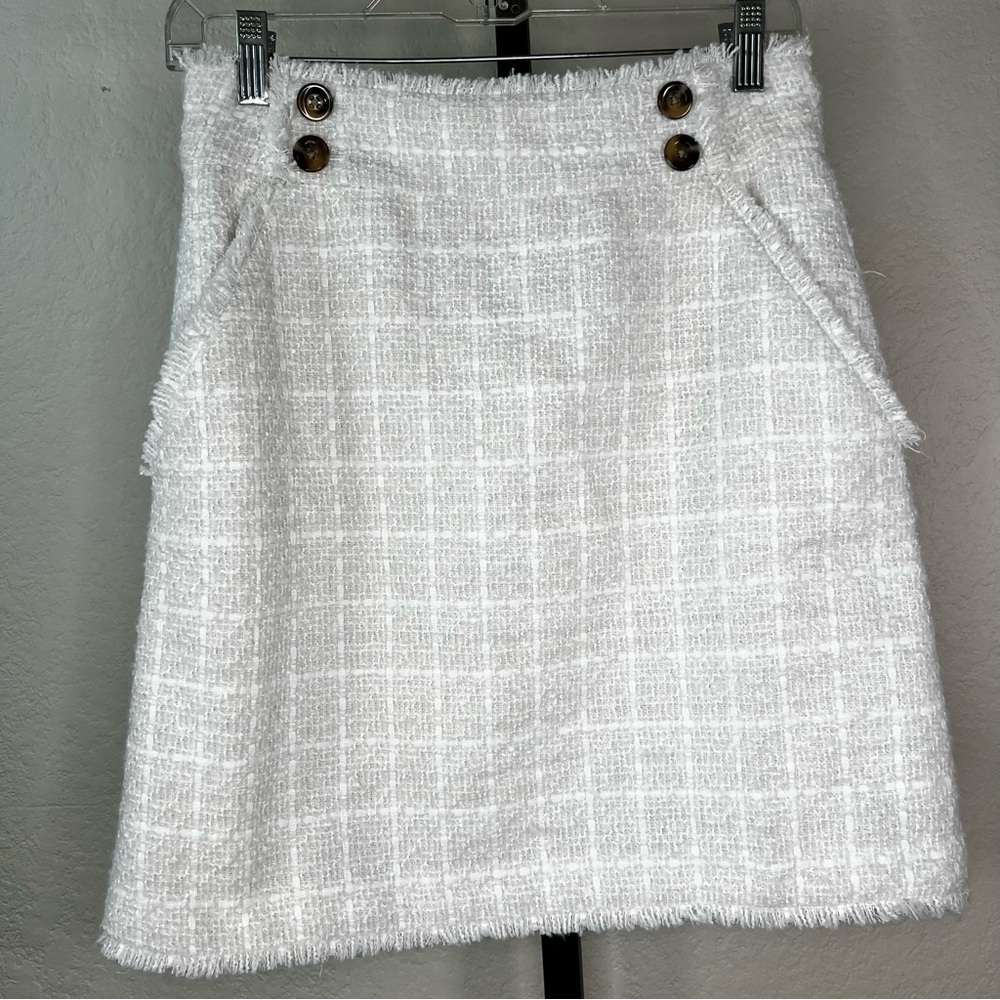 NEW NWT Ann Taylor Fringe Boucle Tweed Lined Short Mini Skirt Size 0